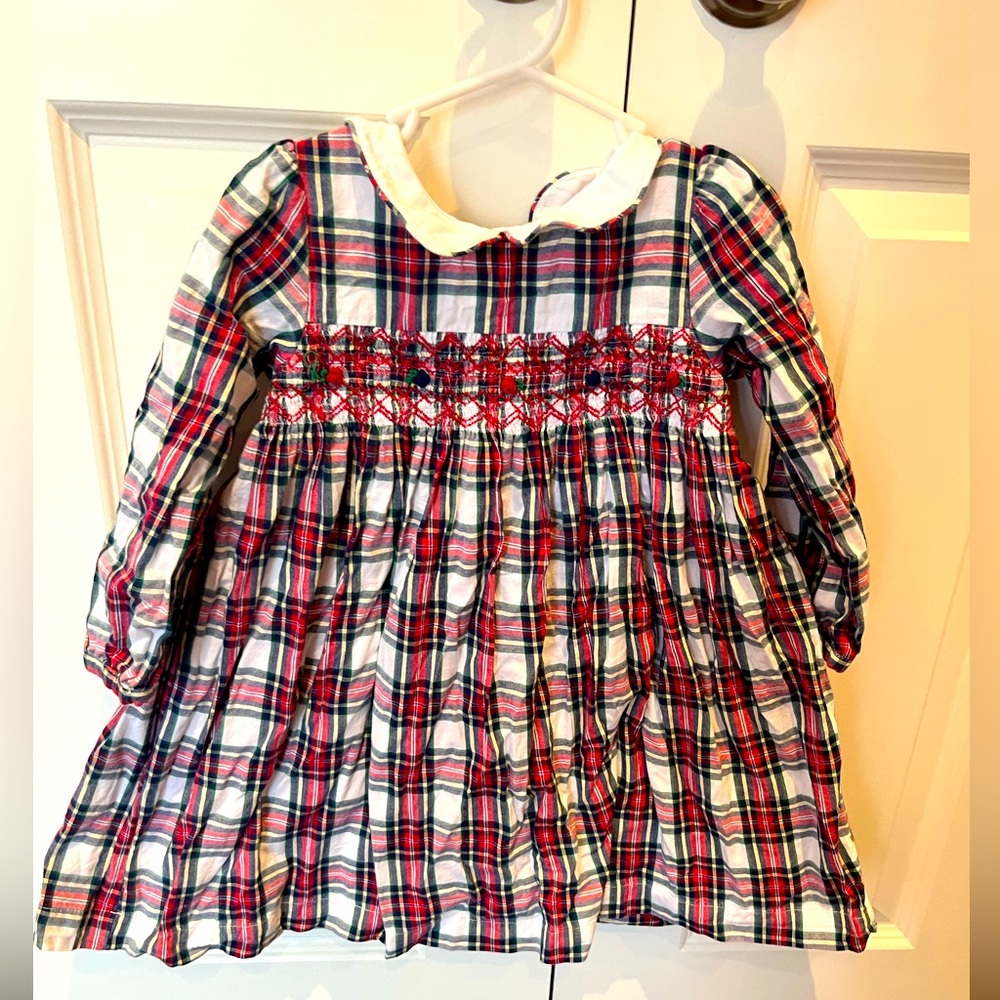 Jojo Maman Bebe London holiday plaid dress with smocking, 3-4T